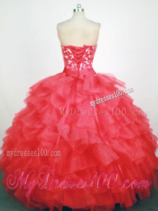Hot Pink Ruffled Layers Dress for Sweet 16 Decorated with White Appliques